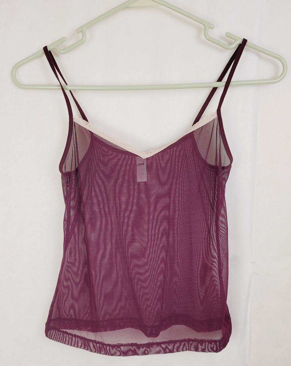 Vintage J.Crew maroon sheer mesh lace trim cami size small Coquette Whimsigoth